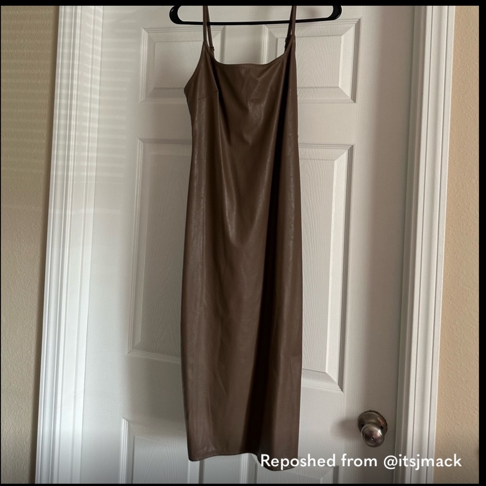 Women’s Wild Fable Dark Taupe Faux Leather Slip Dress